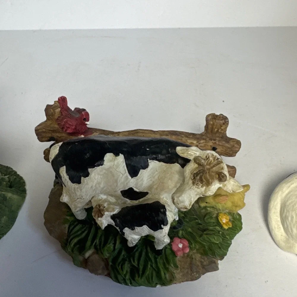 Unbranded Cow Figurine Set Unisex OS Black White Farmhouse Decor 4pc